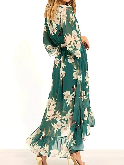 Damen Maxikleid Floral Lang Fließend Sommer