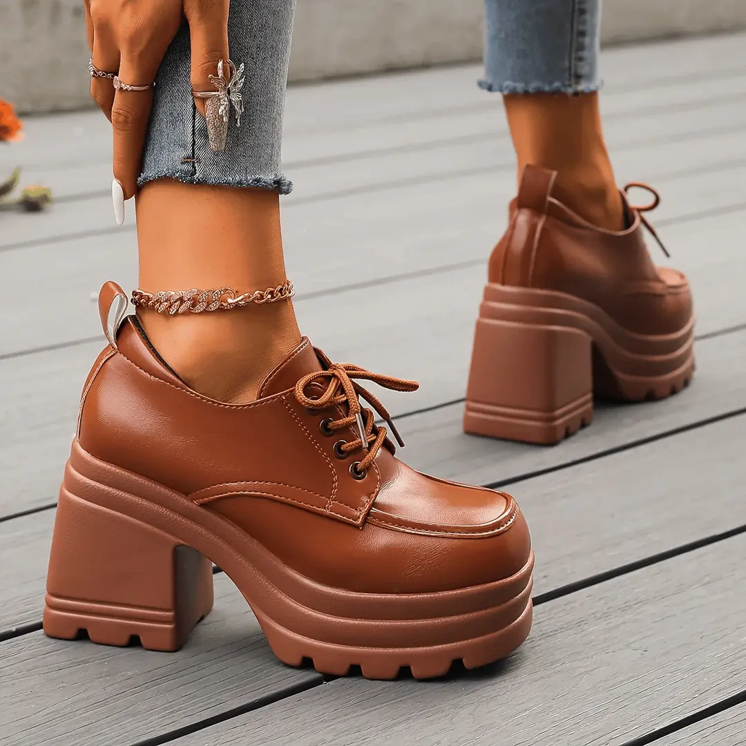 Damen Schuhe Hochhackig Stilvoll mit dicken Absätzen