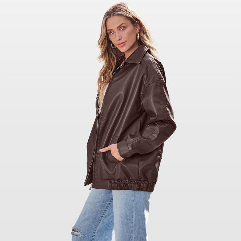 Lederjacke Bomber Modern Schwarz - BerlinGlamour