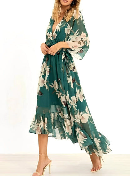 Damen Maxikleid Floral Lang Fließend Sommer