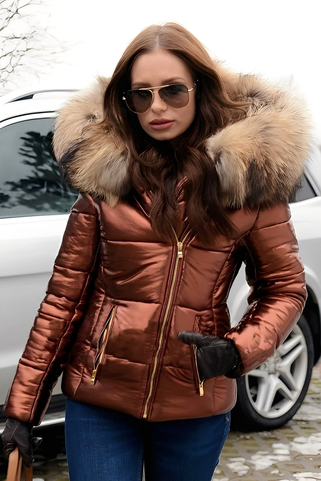 Damen Daunenjacke Warm Elegante Winterjacke