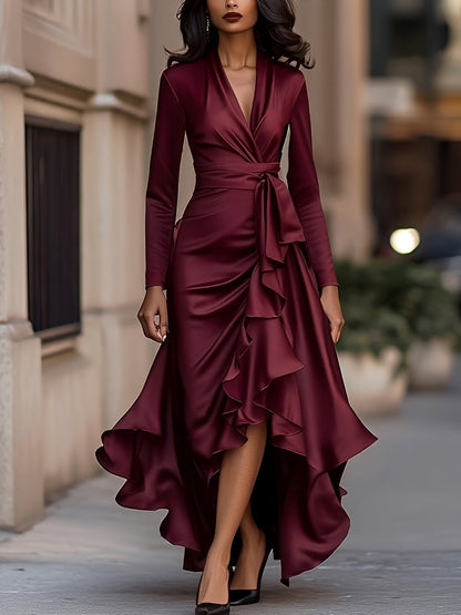 Elegantes Frauenkleid V-Ausschnitt Chic