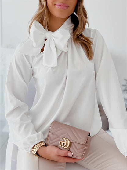 Elegante Damenbluse mit Schleifenkragen Schwarz