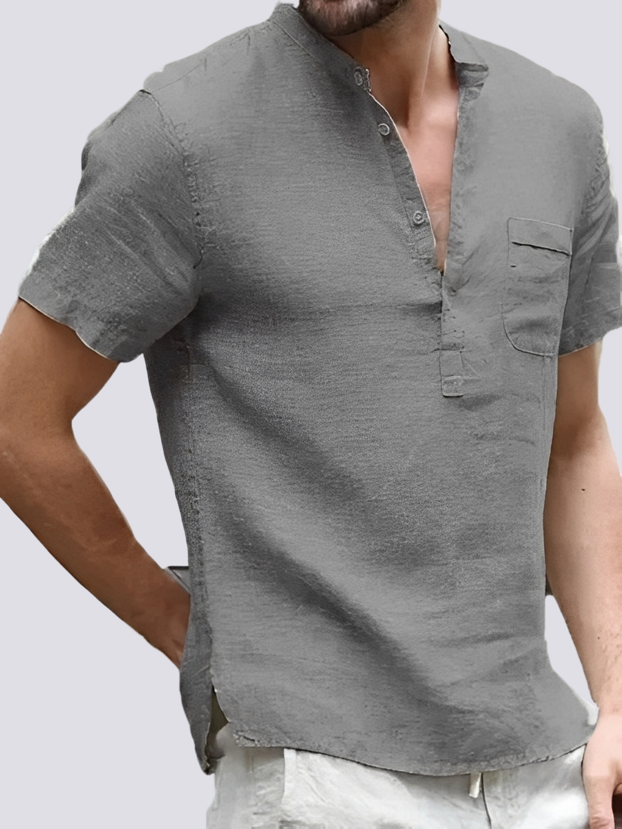 Herren Hemd Kurzarm Knöpfe Lässig Modern