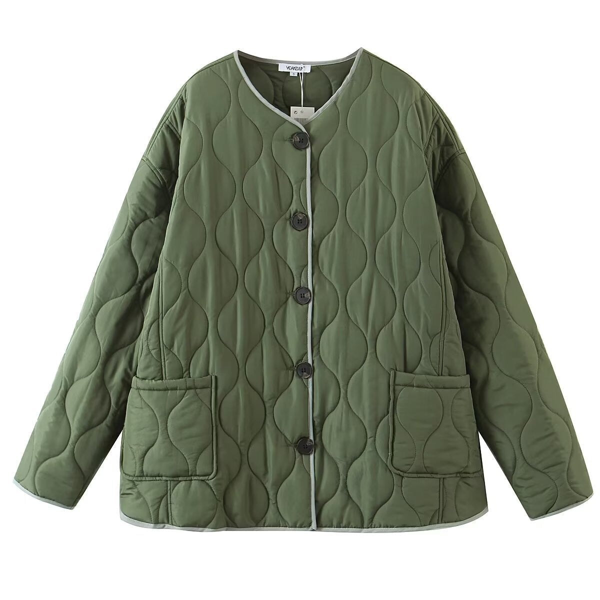 Damen Steppjacke Knopfleiste Freizeitjacke Modern - BerlinGlamour