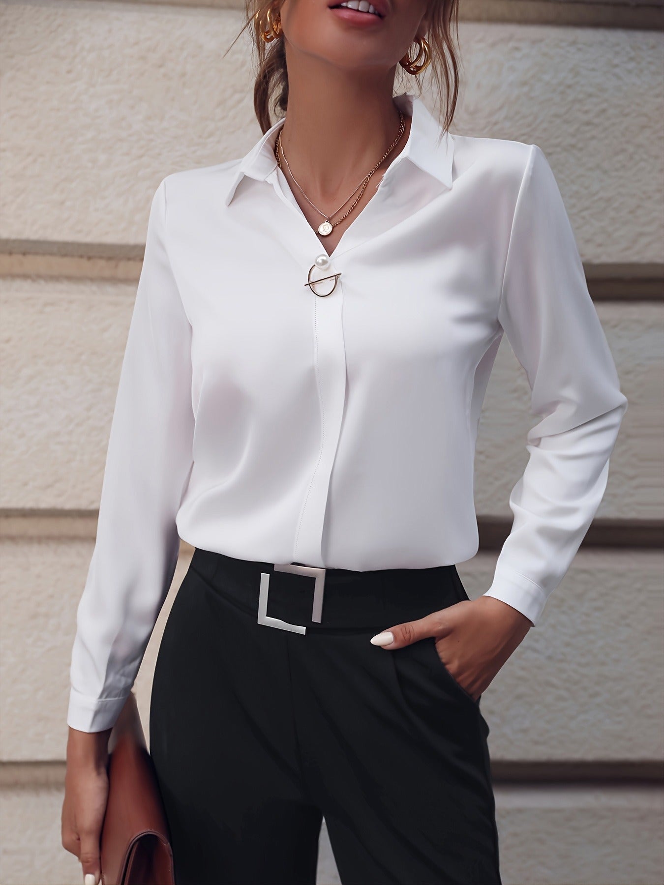Elegante Damenbluse Einfarbig Modern