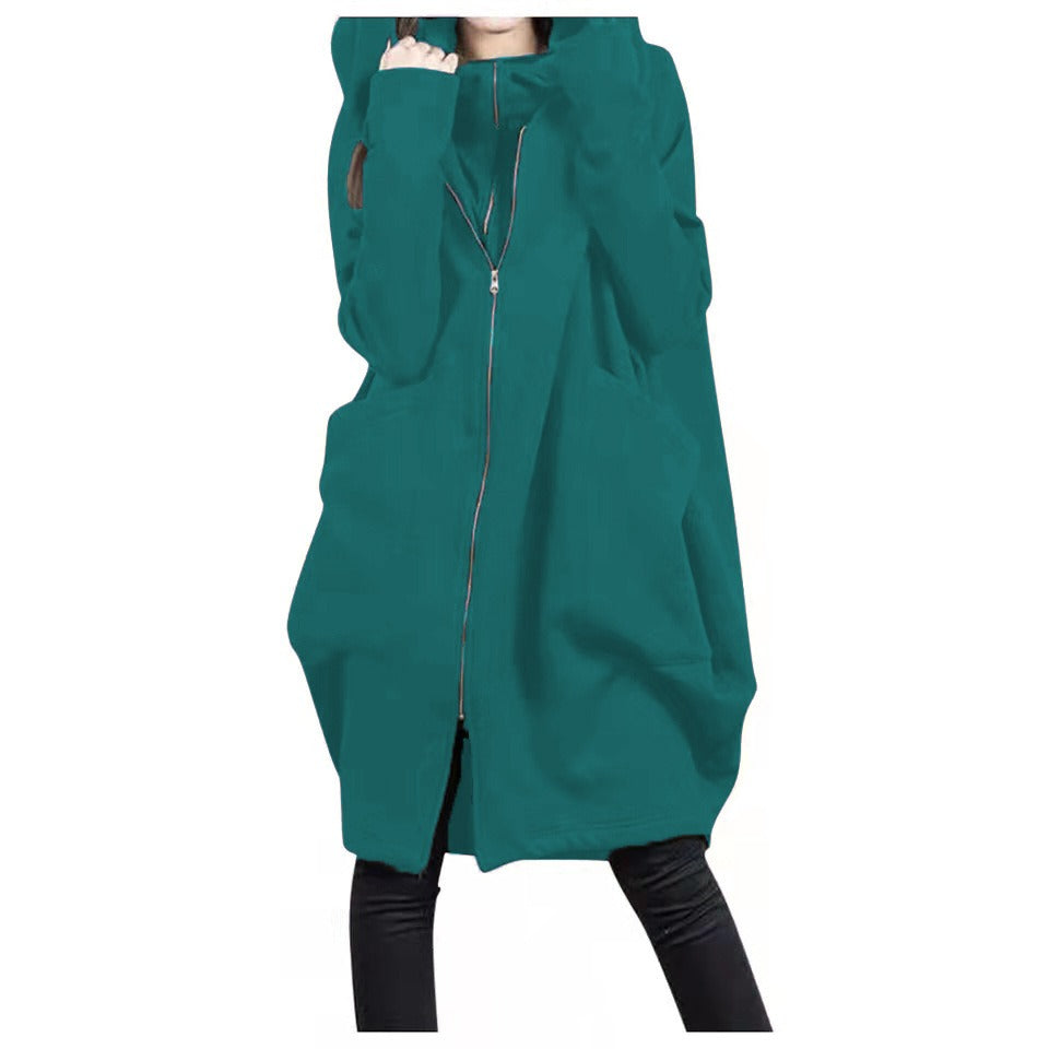 Kapuzenmantel Damen Oversized Weich Woll-Look