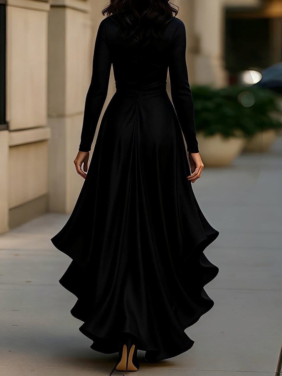 Elegantes Frauenkleid V-Ausschnitt Chic