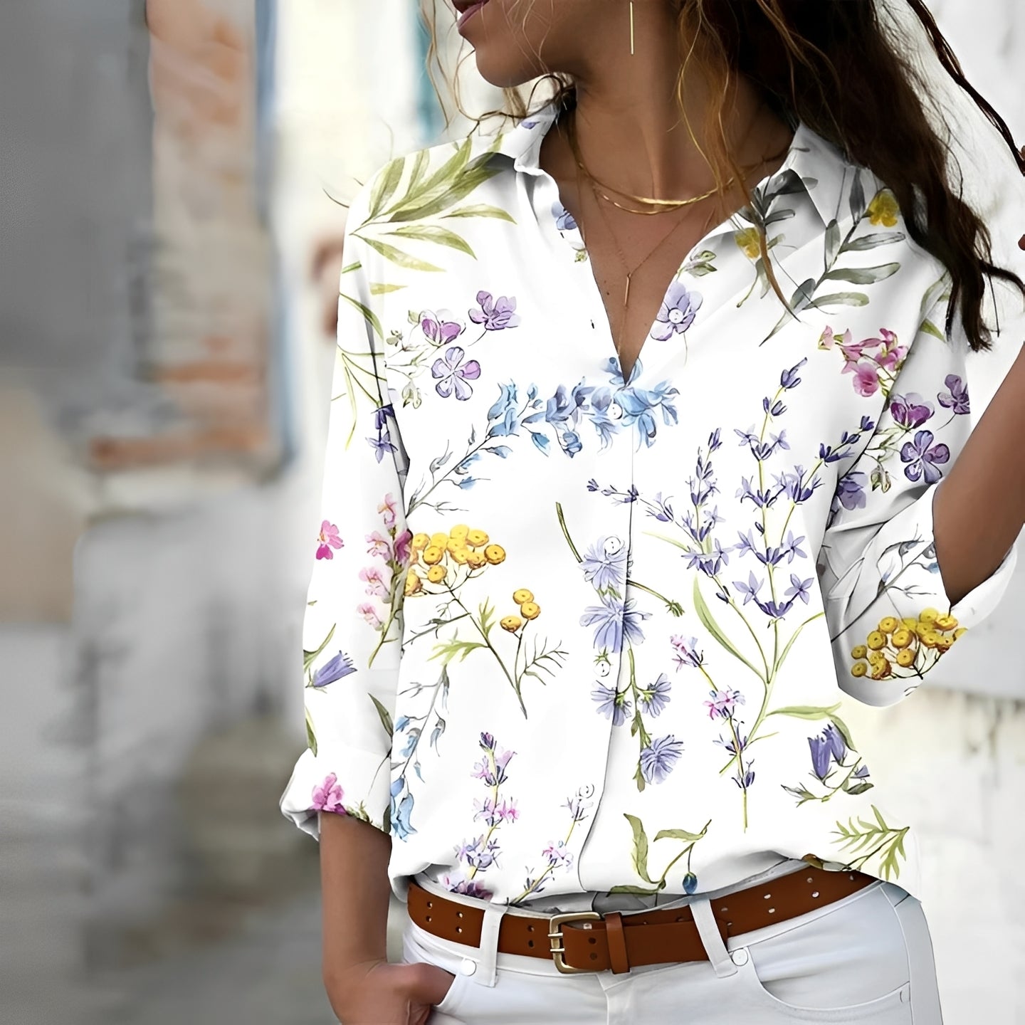Elegante Damenbluse Langarm mit Kragen Modern - BerlinGlamour