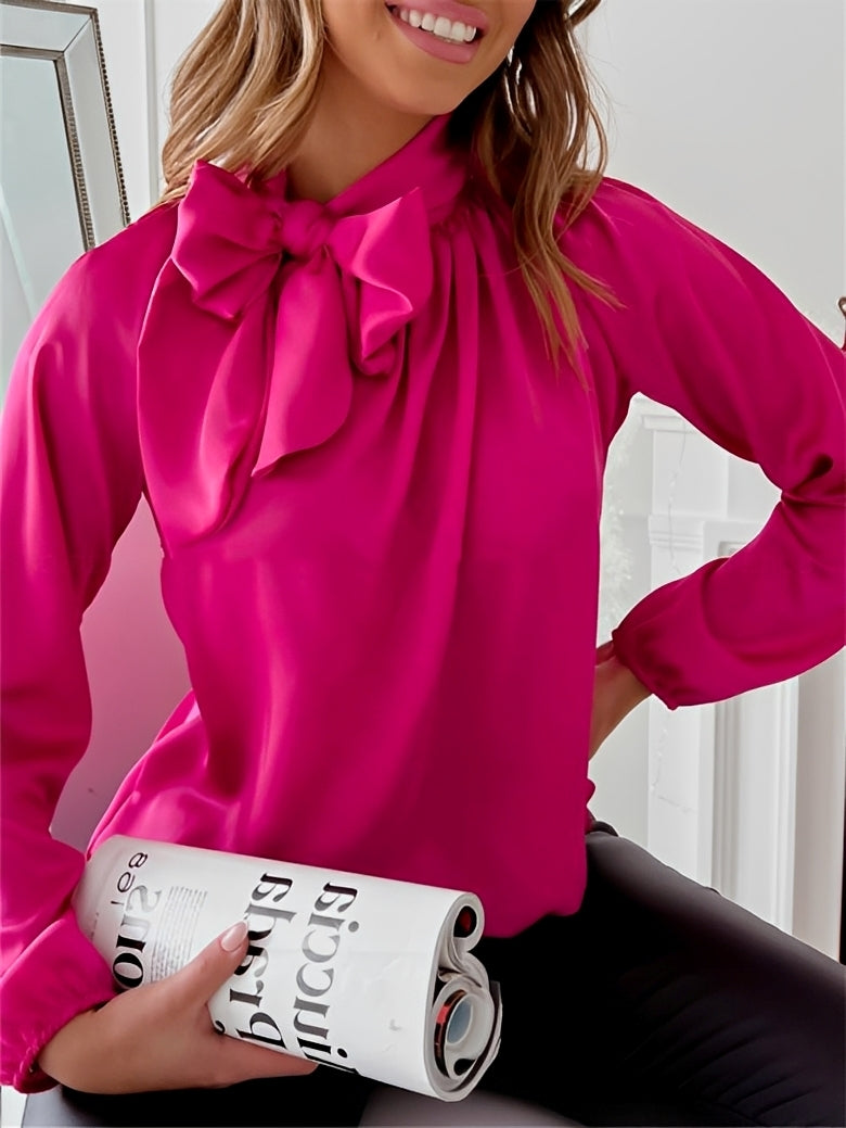 Elegante Damenbluse mit Schleifenkragen Schwarz