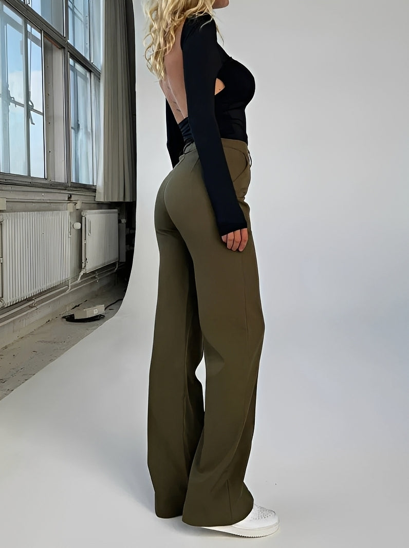 Damenhose Bootcut Gerade Geschnitten Elegant