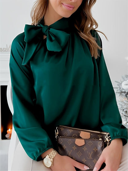 Elegante Damenbluse mit Schleifenkragen Schwarz