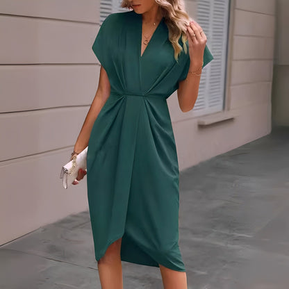 Elegantes Wickelkleid Damen Midi Länge