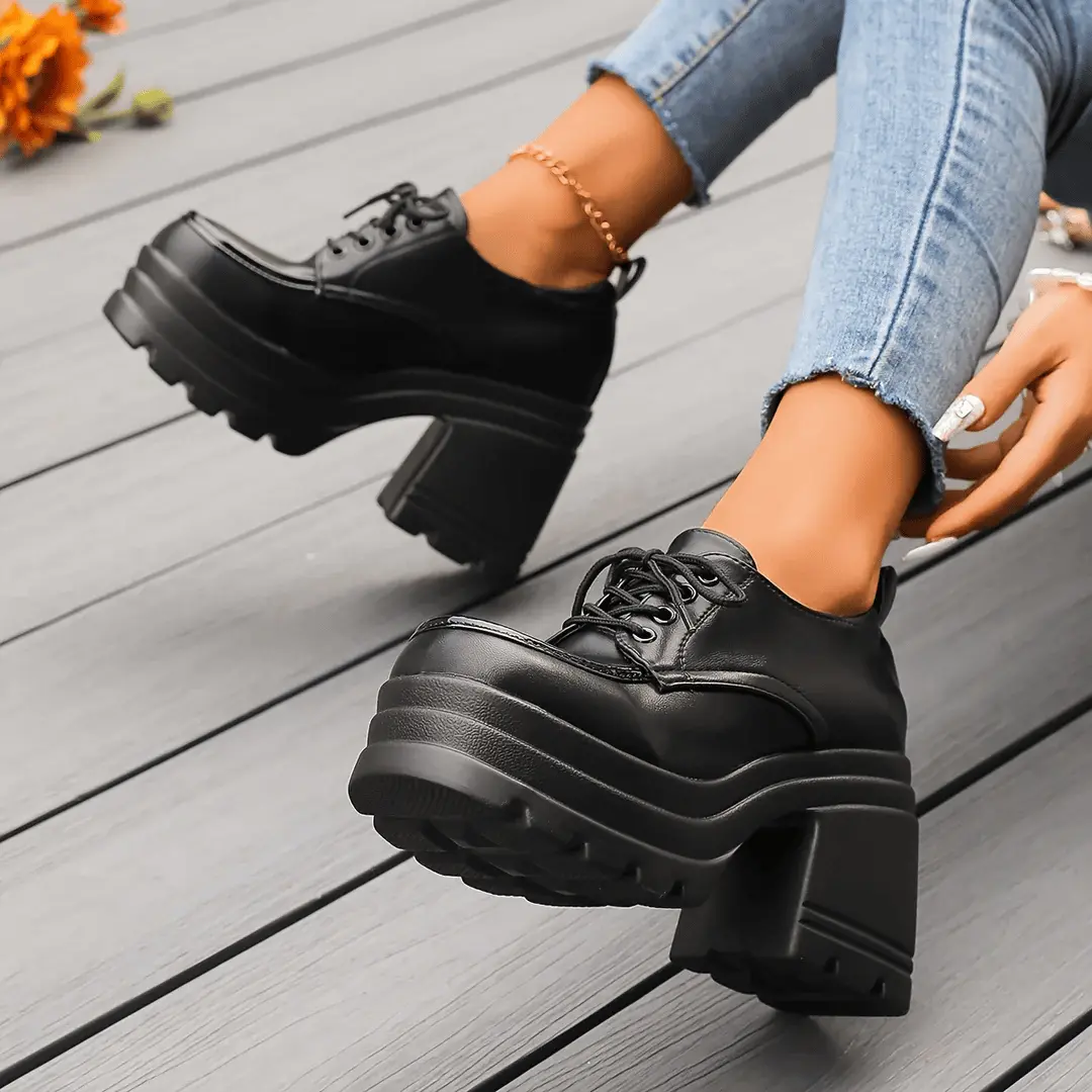 Damen Schuhe Hochhackig Stilvoll mit dicken Absätzen