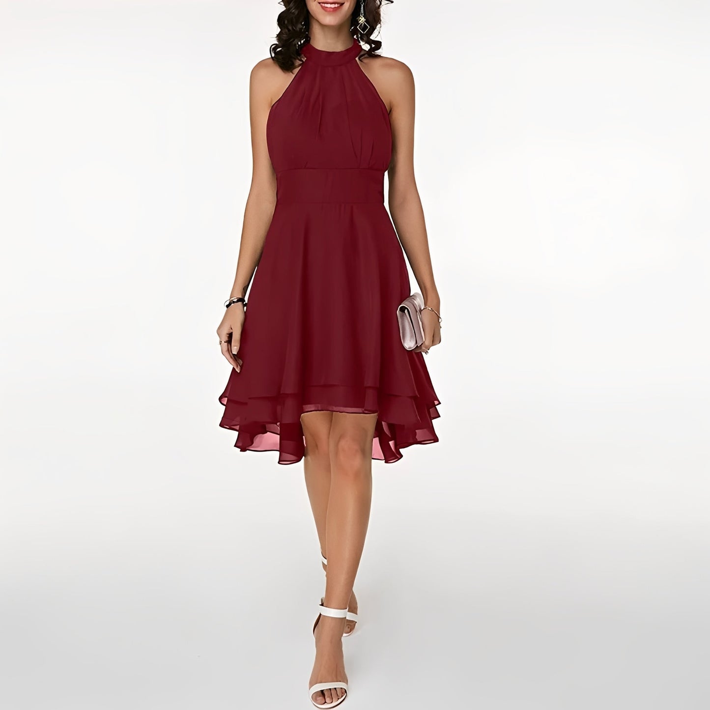 Damenkleid Neckholder Midikleid Elegant Schlicht