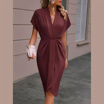 Elegantes Wickelkleid Damen Midi Länge