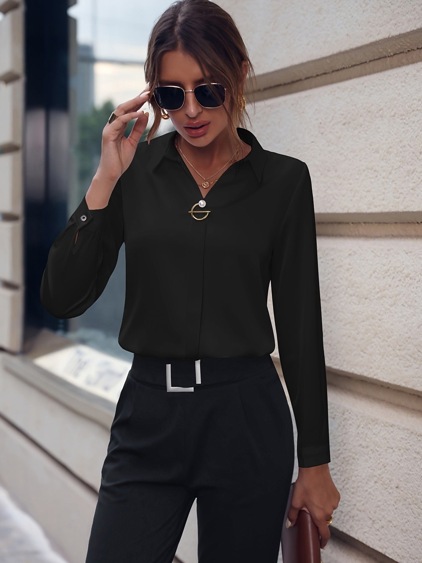 Elegante Damenbluse Einfarbig Modern - BerlinGlamour