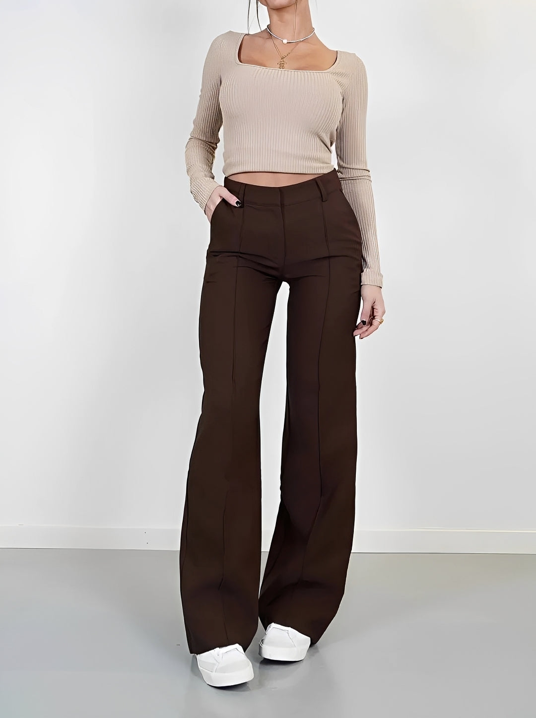 Damenhose Bootcut Gerade Geschnitten Elegant