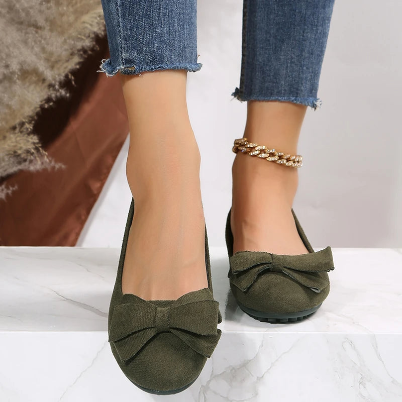 Damen Ballerinas Frühling Schleifen Schnürsenkel