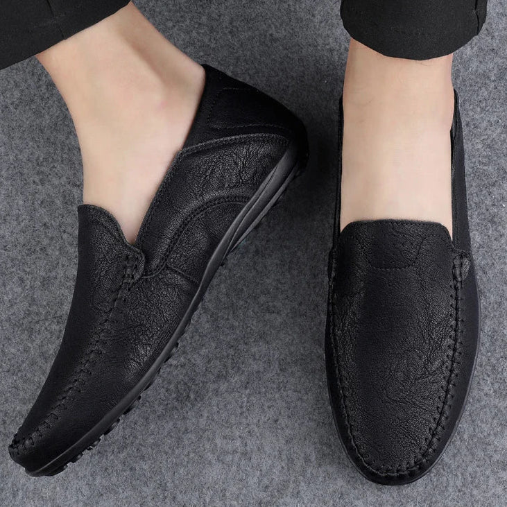Herren Leder Loafers Bequem Slip On Schuhe