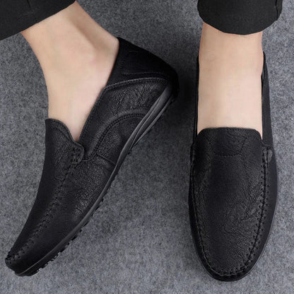 Herren Leder Loafers Bequem Slip On Schuhe