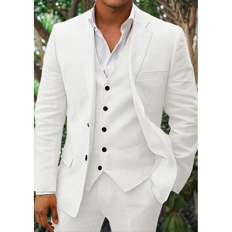 Herren Anzug Set 3-teilig: Blazer, Weste, Hose Leinen