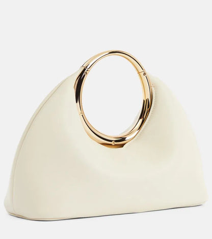 Vegan Leder Ringtasche Designer Stil Goldener Griff