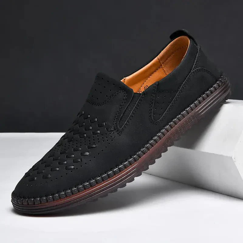 Herren Lederschuhe Handgefertigt Echtleder Schwarz