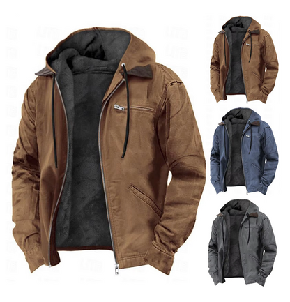 Herren Kapuzenjacke Reißverschluss Modern Schwarz