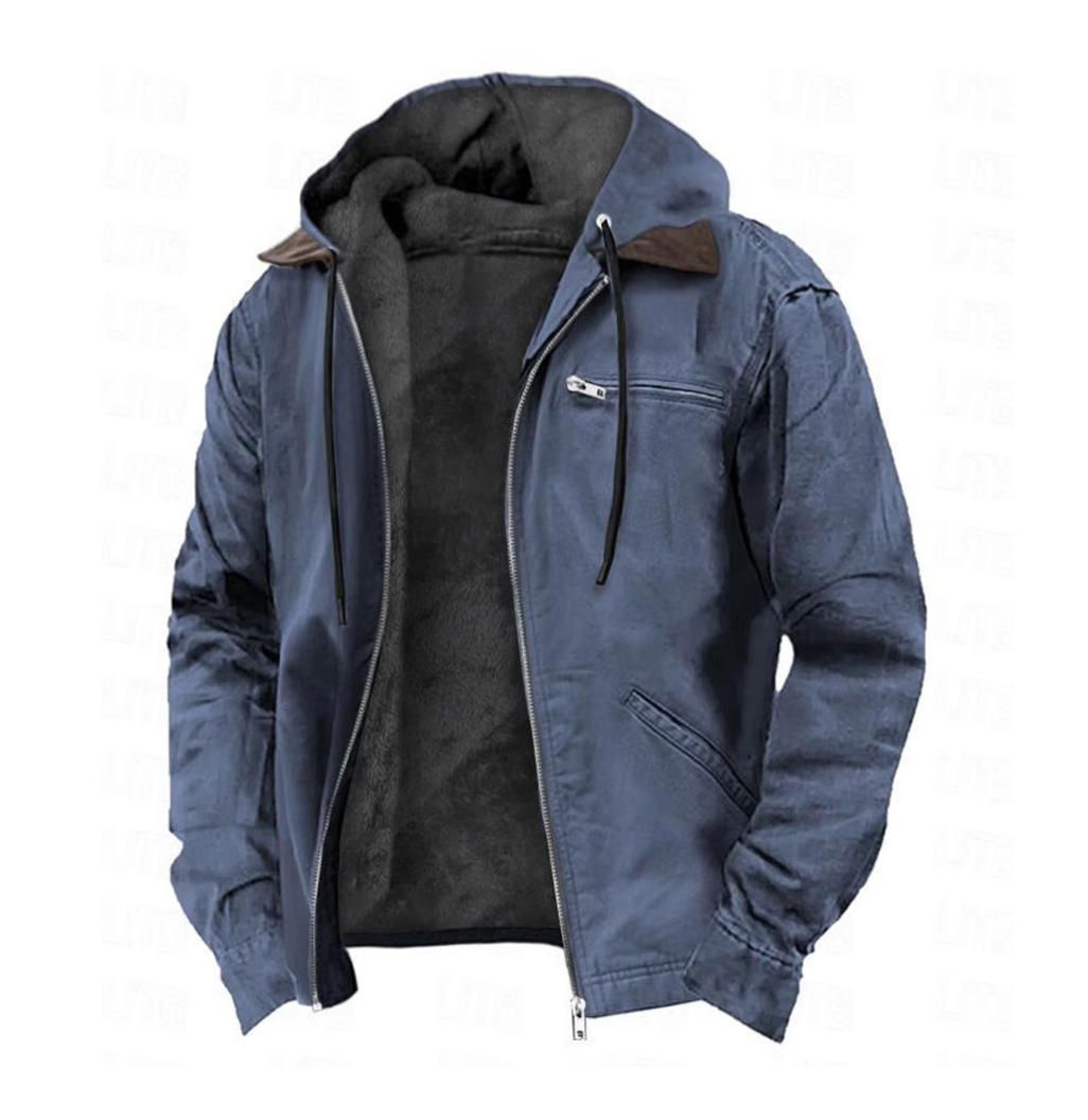 Herren Kapuzenjacke Reißverschluss Modern Schwarz