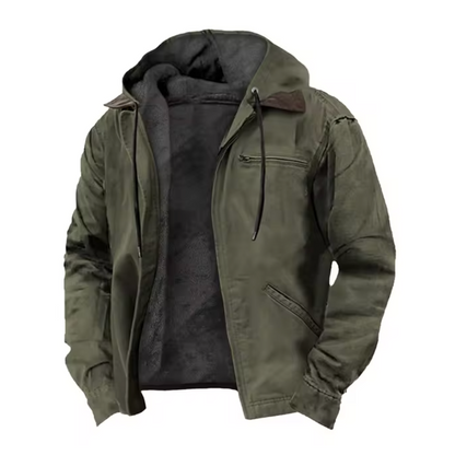 Herren Kapuzenjacke Reißverschluss Modern Schwarz