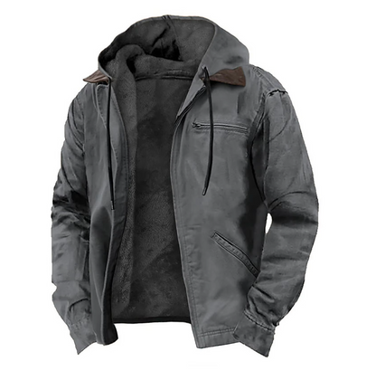 Herren Kapuzenjacke Reißverschluss Modern Schwarz