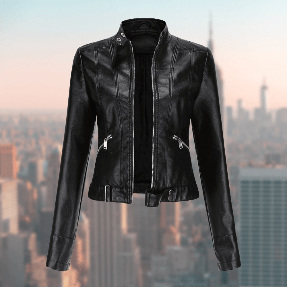 Lederjacke Damen Stilvoll Langlebig Schwarz