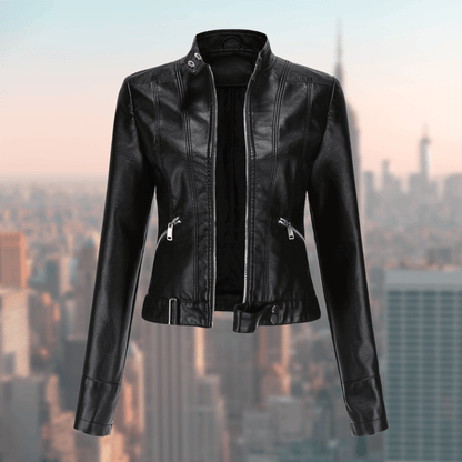 Lederjacke Damen Stilvoll Langlebig Schwarz
