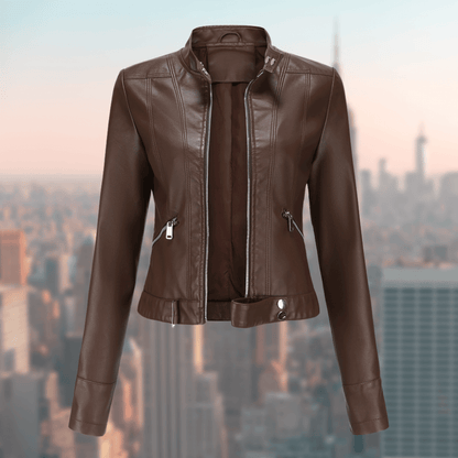 Lederjacke Damen Stilvoll Langlebig Schwarz