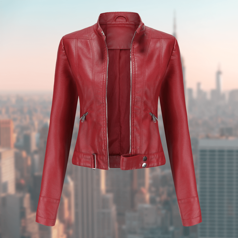 Lederjacke Damen Stilvoll Langlebig Schwarz