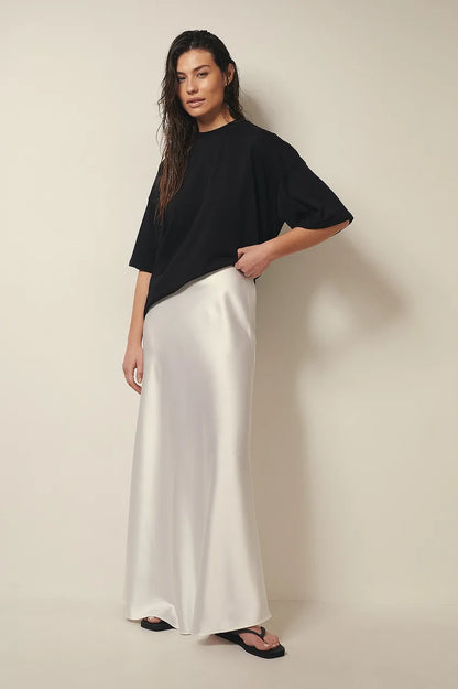 Satin Rock Hochwertig Mit Hoher Taille Damen