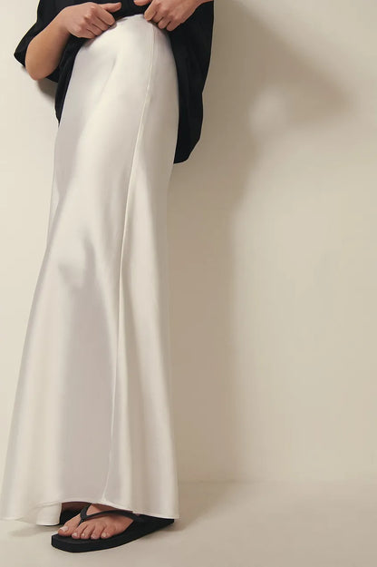 Satin Rock Hochwertig Mit Hoher Taille Damen