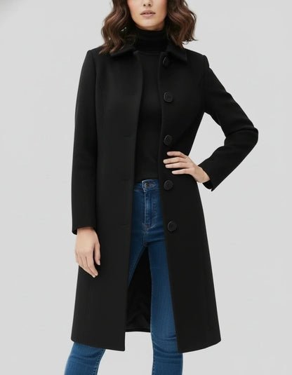 Damen Winterjacke Lang Knöpfe Warm Isoliert