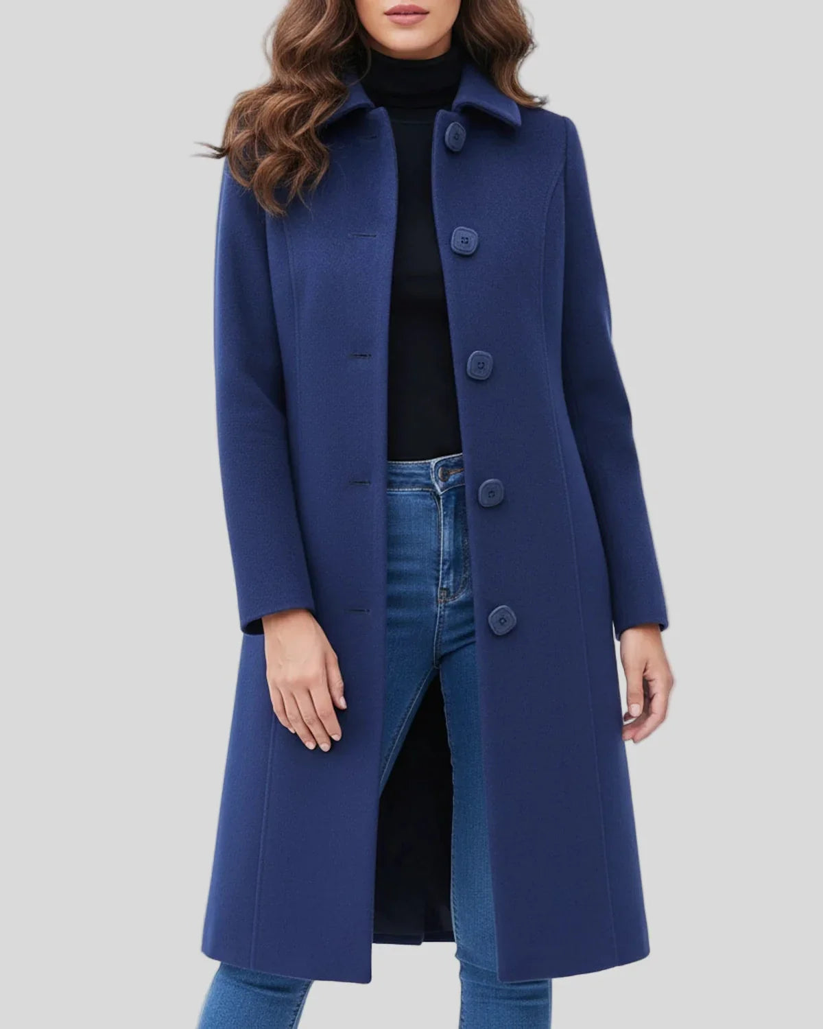 Damen Winterjacke Lang Knöpfe Warm Isoliert