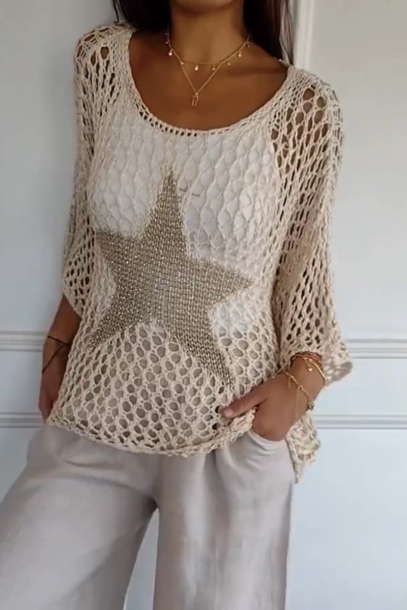 Strickpullover Frauen Stern Muster Elegantes Design