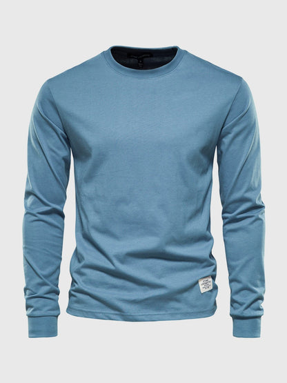 Herren Langarmshirt Baumwolle Rundhals Bequem
