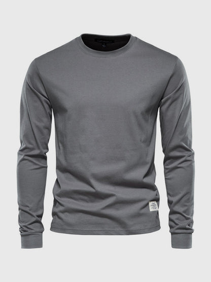 Herren Langarmshirt Baumwolle Rundhals Bequem