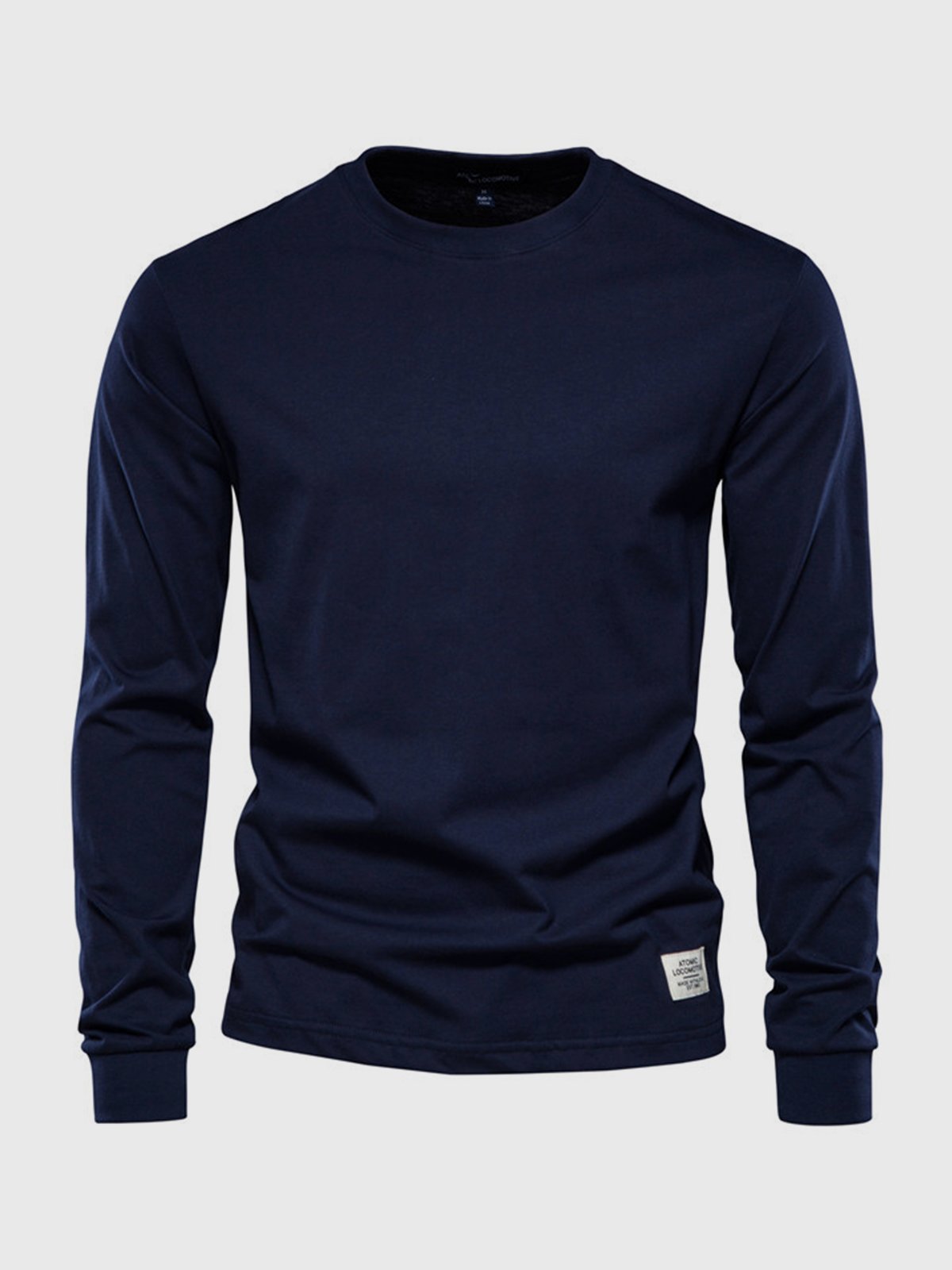 Herren Langarmshirt Baumwolle Rundhals Bequem