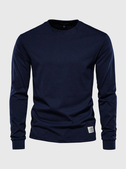 Herren Langarmshirt Baumwolle Rundhals Bequem