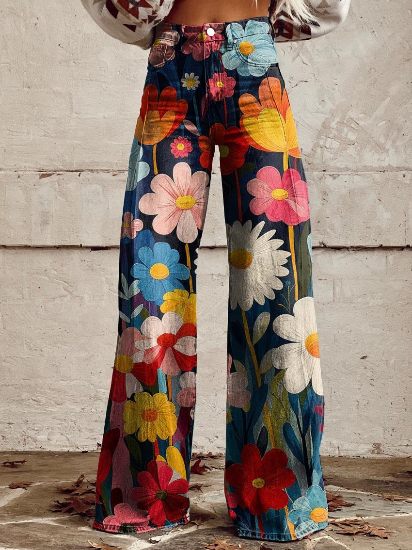 Weite Blumenhose Sommerhose Frauen - BerlinGlamour
