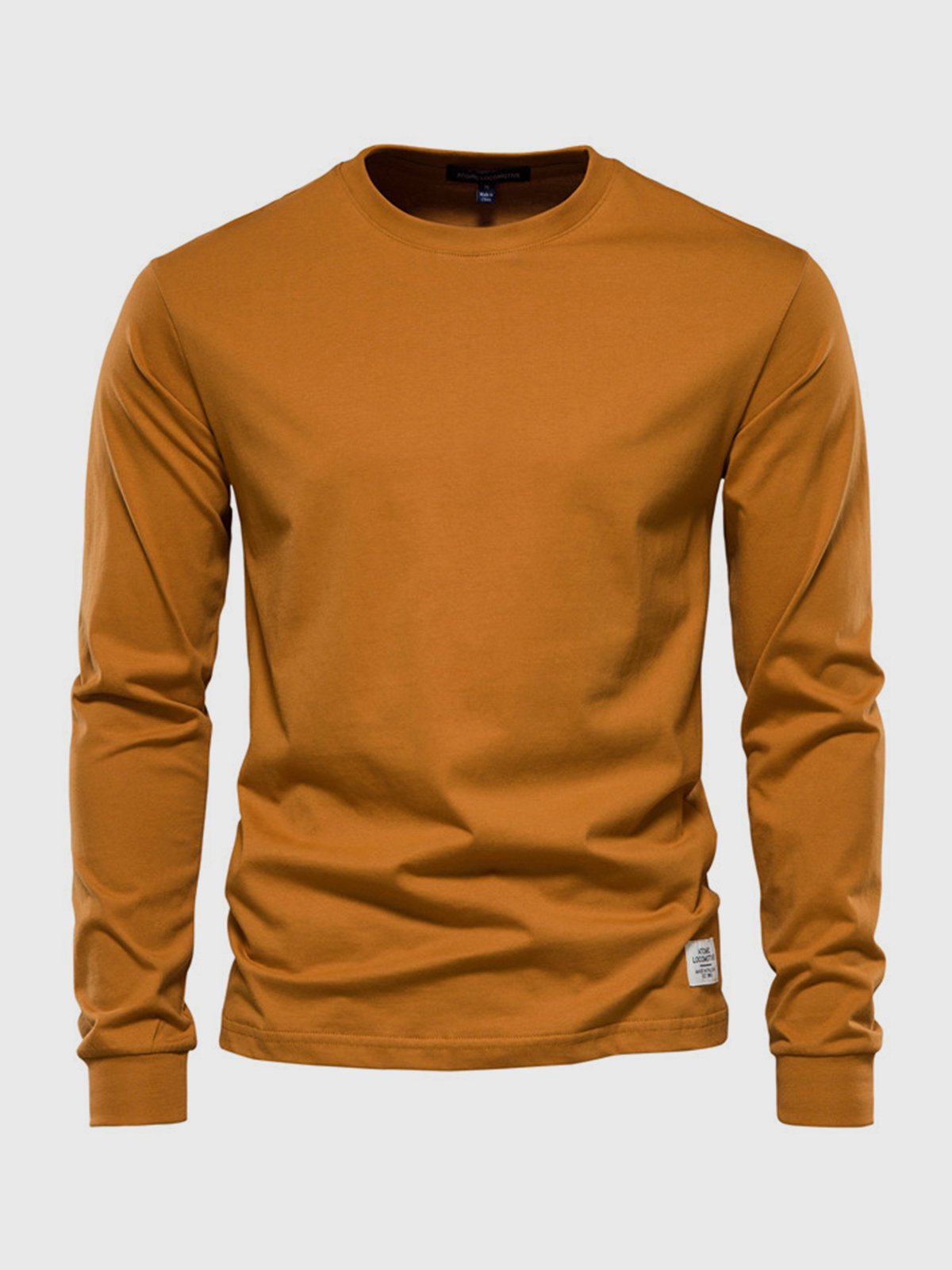 Herren Langarmshirt Baumwolle Rundhals Bequem