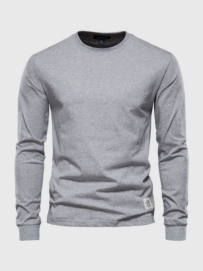 Herren Langarmshirt Baumwolle Rundhals Bequem
