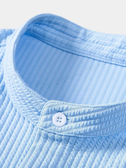 Herren Polo Shirt Leinen Stehkragen Sommer