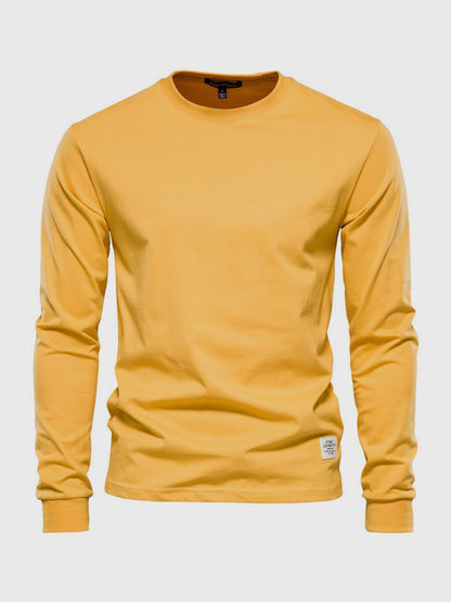 Herren Langarmshirt Baumwolle Rundhals Bequem
